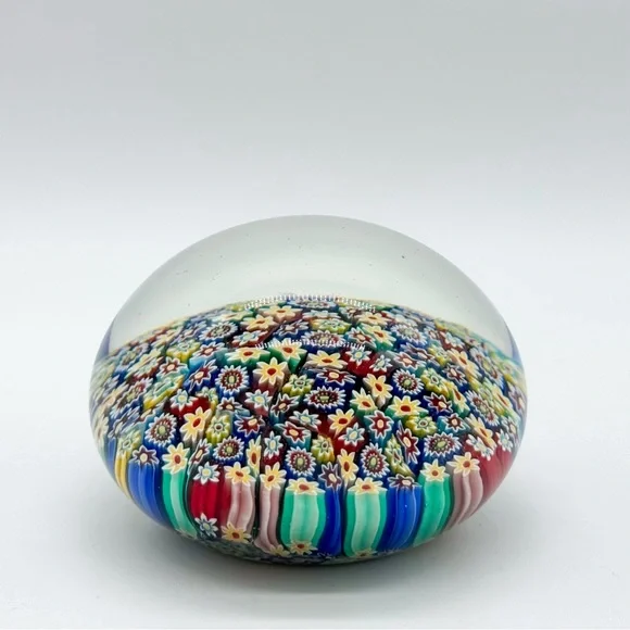 Murano Millefiori Paperweight  Vintage Art Glass Italy Sticker Paper Weight - Picture 3 of 14